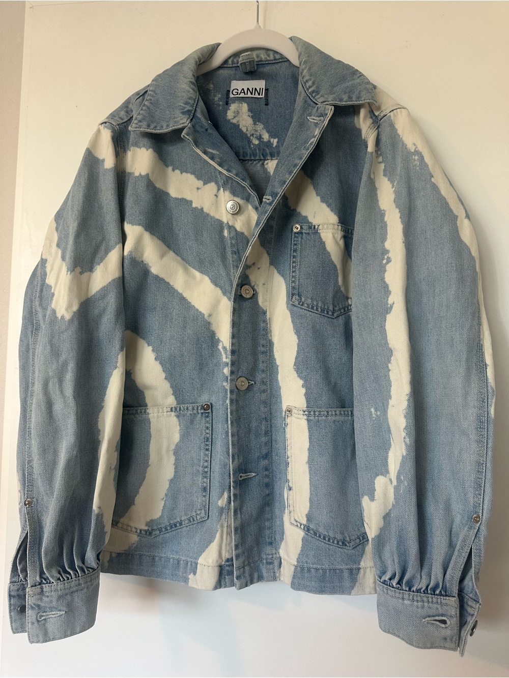 Ganni Light Blue Bleached Denim Jacket